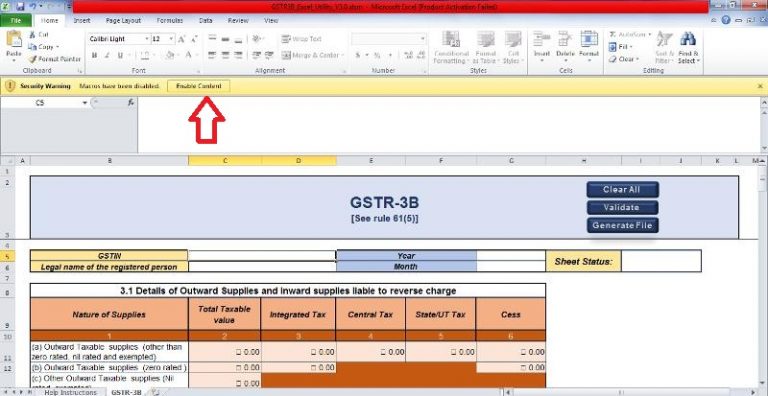 GSTR 3B Online Filing Format in Excel and pdf with Due date