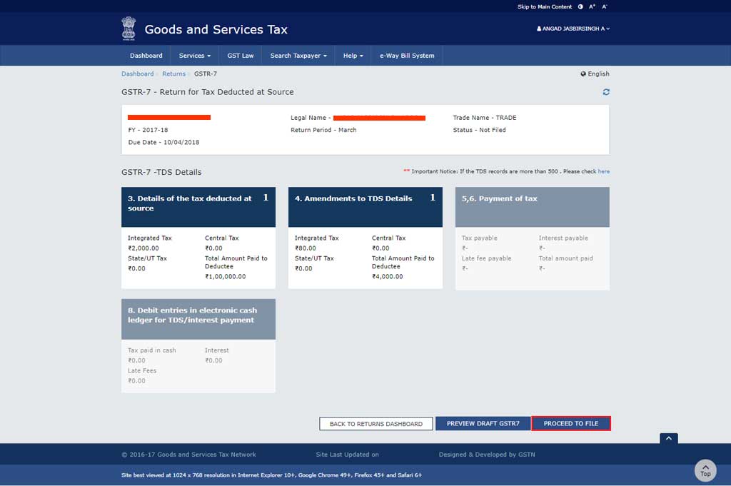 image for GSTR 7 payment 