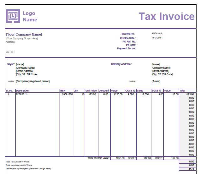 Gst Bill Or Invoice Format In Excel Download Word And Pdf