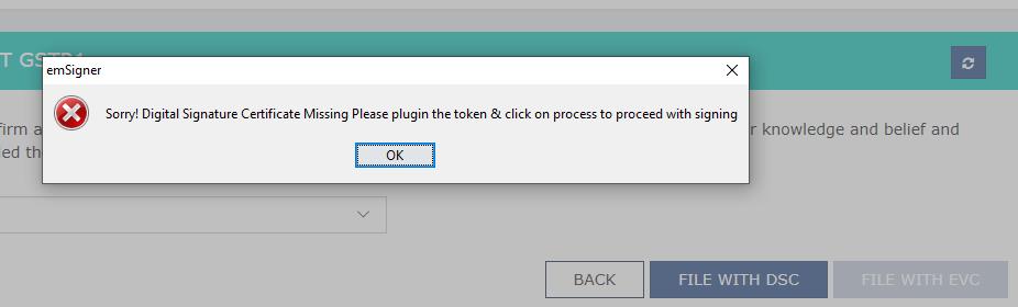image for sorry digital signature certificate missing please plugin the token 