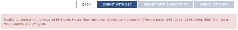 image for unable to connect to the installed emsigner