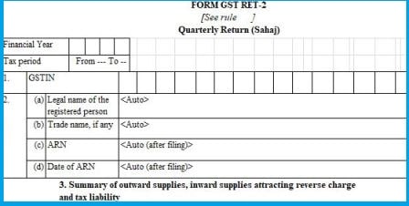 picture for GST RET 2 Excel Format download