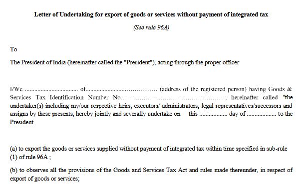 image for letter of undertaking(LUT) in gst